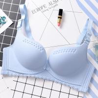 [送加长扣]新品哺乳文胸聚拢防下垂怀孕无钢圈喂奶孕妇内衣胸罩 蓝色 34/75