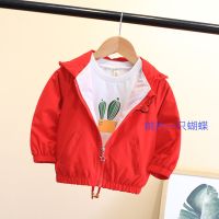 女童外套春秋款2019新品儿童连帽风衣夹克女宝宝洋气公主蝴蝶上衣 红色 80