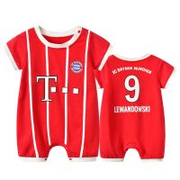 夏季新款婴儿衣服宝宝足球服连体衣梅西球衣 C罗 巴塞 小童足球服 拜仁慕尼黑9号H3691 偏大一码 59/40(身高5