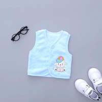春秋新款婴儿马甲儿童背心男女宝宝背心婴儿马甲春秋马甲0-1岁半 天蓝纯色法兰绒马甲 2码59cm 0-7斤宝宝