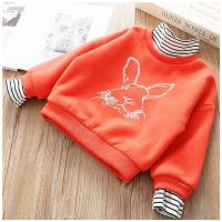 男童卫衣外套冬装新款童装儿童1岁3小童宝宝上衣保暖羊羔绒泰迪绒 兔八哥橘红色 三层加绒加厚 80 建议身高70厘米左右