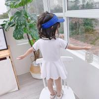 女童连衣裙夏装新款洋气儿童宝宝polo裙衫百褶裙婴幼儿短袖裙子潮 白色 80