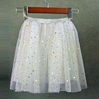 春夏儿童星星图案网纱裙蓬蓬裙A字裙半身裙韩版中小大童可爱短裙 白色 110