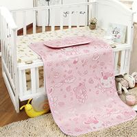 [送枕头]婴儿冰丝凉席送凉枕儿童夏季婴儿推车凉席幼儿园凉鞋席 女宝冰丝粉 推车凉席