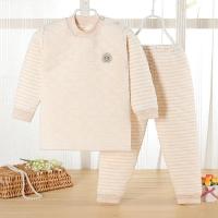 三层夹棉儿童保暖内衣套装加厚宝宝睡衣冬天男童居家服女童打底衣 棕色条纹 夹棉保暖 80 55码建议18斤以内