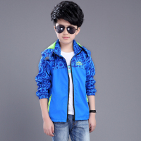 童装儿童外套春秋款男童秋装2020新款韩版中大童中长款风衣洋气潮 蓝色字母冲锋衣外套 120cm适合身高110cm