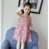 女童夏装2020新款网红儿童夏季连衣裙韩版雪纺小女孩公主裙子洋气 粉色 100