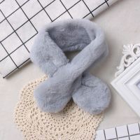 2019年新款婴儿围巾秋冬宝宝围脖0-3岁仿兔毛保暖加厚围巾 灰色 0-6岁