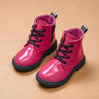 秋冬童鞋儿童马丁靴女童靴子 宝宝棉鞋雪地靴 男童短靴皮靴英伦风 602皮面红色 26 内长16.0cm