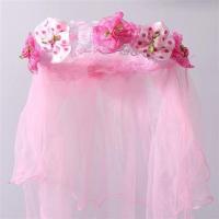 皇冠头饰儿童头花披纱王冠女宝宝王冠头纱皇冠小女孩头饰品公主 波点粉色花