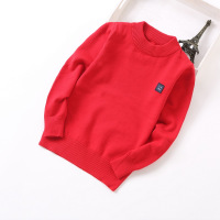 新款童毛衣 儿童棉线套衫 中大童圆领长袖毛衣外套T恤宝宝打底衫 红色 吊牌14码建议高125cm左右