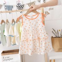 女童夏装连衣裙2020新款韩版女宝宝圆领领背心裙洋气儿童棉布裙子 桔红色 80 建议身高80左右