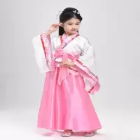 儿童古装古筝表演服古代唐装汉服贵妃服小女孩写真舞蹈服女童古装 粉色 100