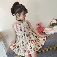 女童夏季棉麻连衣裙2020新款女童棉麻无袖宽松连衣裙夏季洋气裙子 米白色[棒棒糖连衣裙] 120码建议身高110cm左右