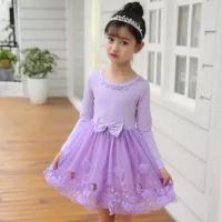 童装女童连衣裙2020夏季新款中大儿童韩版纯棉短袖礼服公主裙夏装 紫色刺绣 958[送发卡] 160