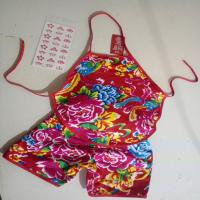 儿童肚兜表演服装幼儿园舞蹈服 六一特价演出服儿童肚兜表演服装 红色富贵花 身高100cm