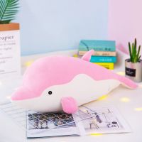 鲨鱼抱枕海洋馆软体海豚抱枕公仔儿童玩偶鲨鱼公仔鲨鱼毛绒玩具 粉色海豚 38厘米