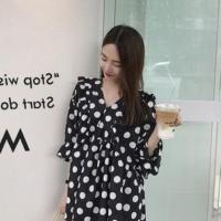 孕妇春装孕妇上衣孕妈潮装宽松夏季短款孕妇装波点孕妇连衣裙子潮 黑色 S