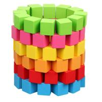 正方体数学教具正方形立方形小方块幼儿园儿童益智拼搭积木玩具[3月3日发完] 彩色2厘米30粒送收纳袋+摆法图
