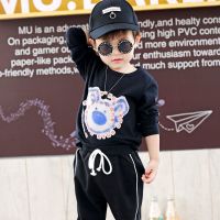 宝宝t恤春秋长袖打底衫秋季上衣儿童打底T恤女童纯棉衣服男童体恤 黑色呆呆熊长袖(莱卡棉) 100码(适合88-98cm)