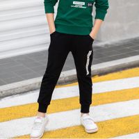 新款男童秋冬款长裤 女童棉卫衣长裤子 儿童秋季运动休闲长裤潮爆 黑色 130码(参考体重50-60斤)