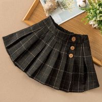 女童裙子春秋洋气韩版半身裙新款网红公主百褶裙中大童百搭打底裙 黑色三粒扣裙【百搭时尚】 110 码建议身高100CM