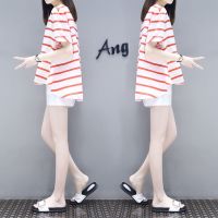 哺乳衣套装外出夏季时尚辣妈款短袖条纹喂乳哺乳期喂奶衣服两件套 0088红色【不可哺乳】 M