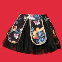 六一儿童节演出服新款复古旗袍女童蓬蓬裙露脐短袖夏季爵士舞服套 单裙 110 建议身高95-105