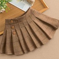 女童裙子春秋洋气加绒半身裙新款短裙百褶裙百搭打底裙学生公主裙 百褶裙薄款卡其灰 110 建议身高100cm左右