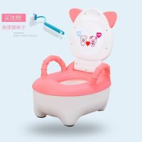 [送刷子]儿童坐便器加大号男孩女宝宝婴幼儿便盆尿盆马桶座便器 平面款小猪-粉色 坐便器+刷子(无软垫)