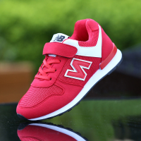 男童运动鞋2018春季新款网面透气跑步鞋中小童鞋儿童旅游鞋 大红 25码内长16.5