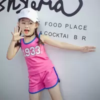 女童套装运动韩版时尚宝宝夏装儿童背心短裤小女孩休闲洋气两件套 玫红色(上衣+短裤) 100cm[衣服偏小一码建议拍大一码