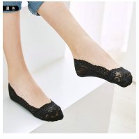 隐形袜女童船袜宝宝地板袜儿童薄款薄夏款蕾丝浅口中小学生短袜 黑色1双 S码1-3岁脚长13-14厘米