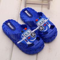 儿童拖鞋夏季小猪佩奇女童男童小孩宝宝浴室内家居防滑凉拖洞洞鞋 超级飞机-深蓝色 24码内长14.5cm