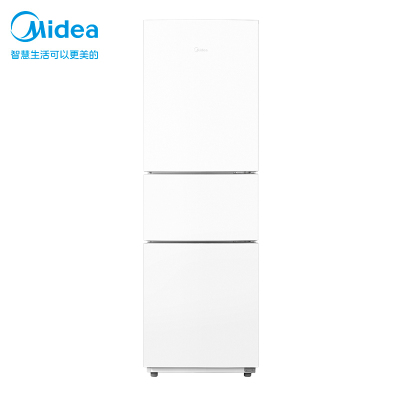 美的(Midea)精致存储三门三温区白色租房家用小冰箱MR-223TE三开门大容量中门软冷冻节能省电低音