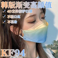 3d网红口罩男时尚春夏薄款女成人一次性三层防护口罩 成人50只渐变KF94口罩随机颜色(5包)