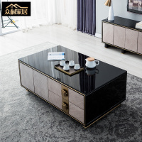 众耐 轻奢茶几电视柜组合墙柜后现代客厅储物钢化玻璃电视柜
