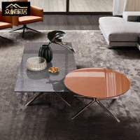 众耐 意式极简现代简约茶几别墅样板间售楼部轻奢长茶几圆几