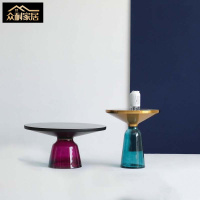 众耐后现代简约轻奢茶几电视柜组合小户型不锈钢圆形玻璃茶几