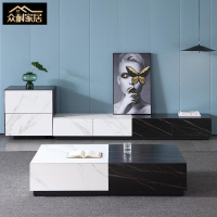 众耐岩板茶几电视柜组合轻奢储物柜套装烤漆柜家用小户型意式