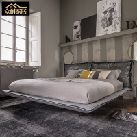 众耐北欧皮床极简工业风真皮床 ins风床现代简约双人床主卧