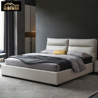 众耐北欧真皮软床小户型现代简约可储物主卧婚床双人皮艺床