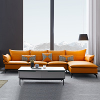 众耐极简牛皮真皮沙发组合套装转角北欧风轻奢羽绒三人位