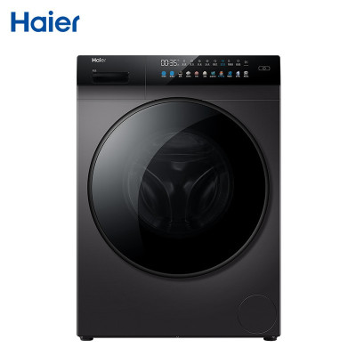海尔(Haier) 10KG直驱变频洗烘一体滚筒洗衣机 彩膜屏 玉墨银外观