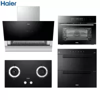 海尔(Haier)侧吸免清洗烟灶 第四代消毒柜 蒸烤一体机 四件套 (天然气)
