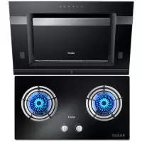海尔(Haier) 高温自清洁 智能APP遥控 黑晶触控侧吸油烟机 配钢化玻璃猛火灶(液化气)