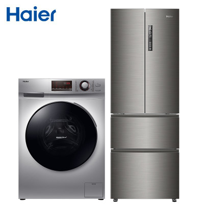 海尔 (Haier) 328升无霜变频四门冰箱多门+滚筒洗衣机全自动高温除菌微蒸汽除螨洗烘一体