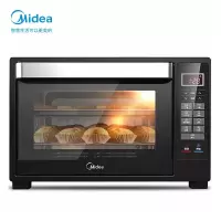 黑色 美的(Midea) 全自动烘焙智能家用多功能电子式电烤箱 带旋转烤叉 上下独立控温