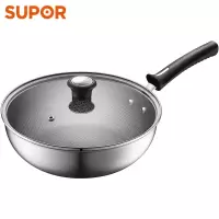 全面屏+玻璃盖(直径28CM 适用1-3人) 苏泊尔(SUPOR)不粘锅316L不锈钢炒锅少油烟平底煎锅电磁炉燃气灶通用