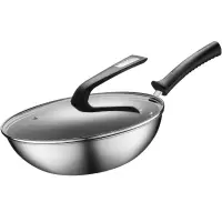 全面屏+玻璃盖(直径30CM 适用2-3人) 苏泊尔(SUPOR)不粘锅316L不锈钢炒锅少油烟平底煎锅电磁炉燃气灶通用